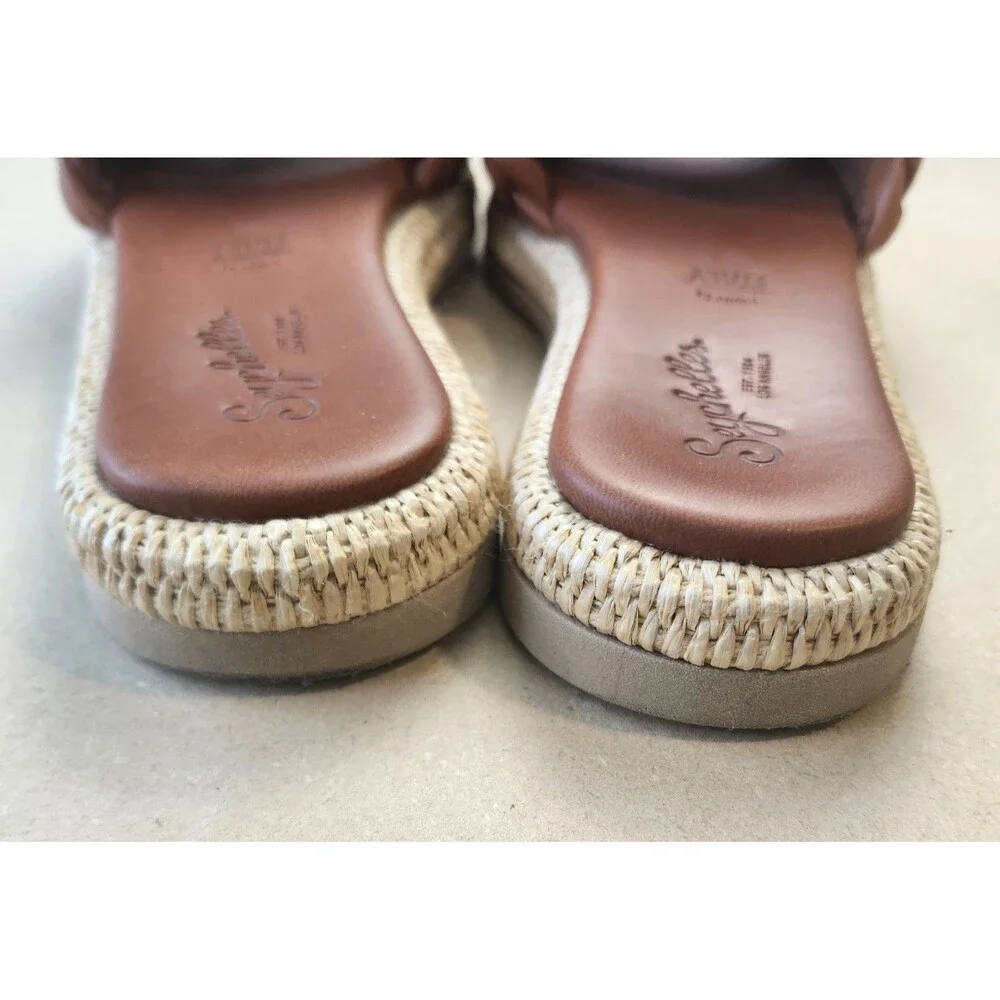 🔥 Seychelles Bellissima Braided Slide Sandal Brown Leather with Raffia Size 6 - Picture 4 of 6